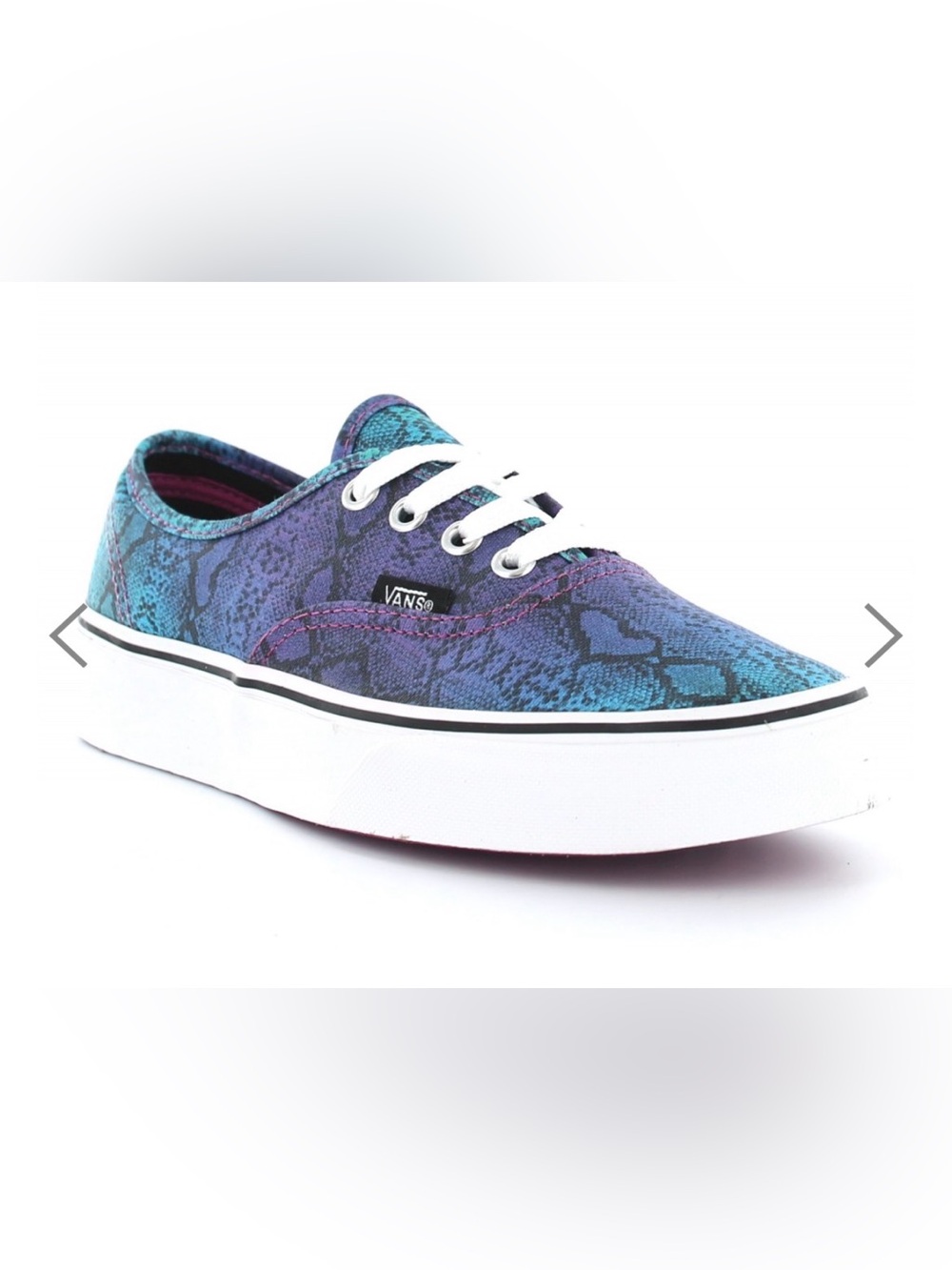 Vans Low-Top Sneakers in Purple and Teal Snake Print - Womens 8